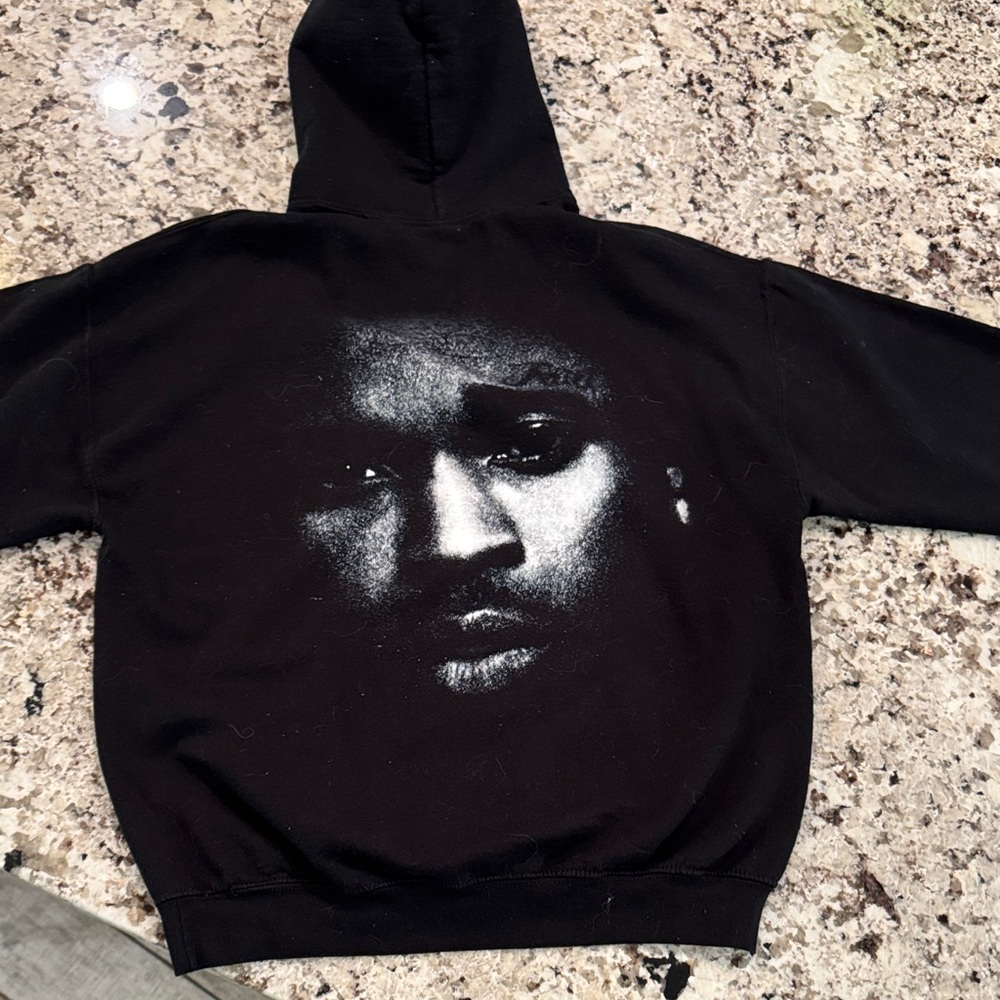 Black Graphic Face Print Men's Hoodie Sweatshirt